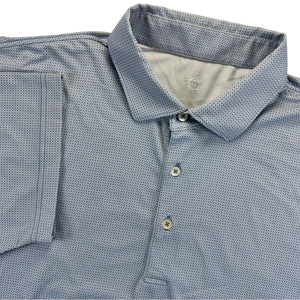 Turtleson Tour Performance Mens XL Blue Micro Check Golf Polo Shirt Short Sleeve